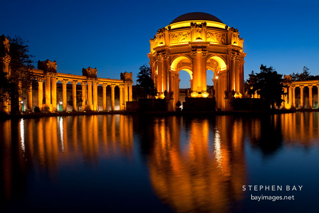 Reflection in the lagoon of the Palace of Fine Arts. San Francisco, California.