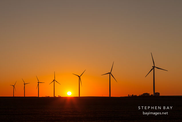 Sunset on a wind farm. Story County, Iowa.