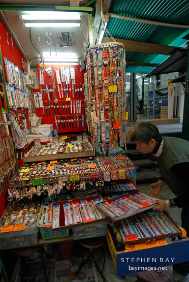 Selling watches. Li Yuen Street, Hong Kong, China.