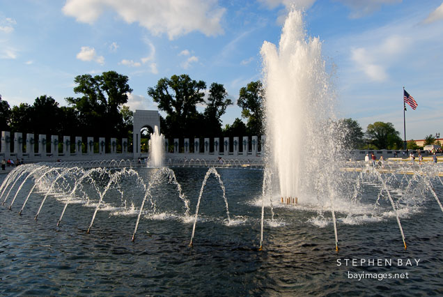 Fountain at the National World War II Memorial. Washington, D.C., USA.