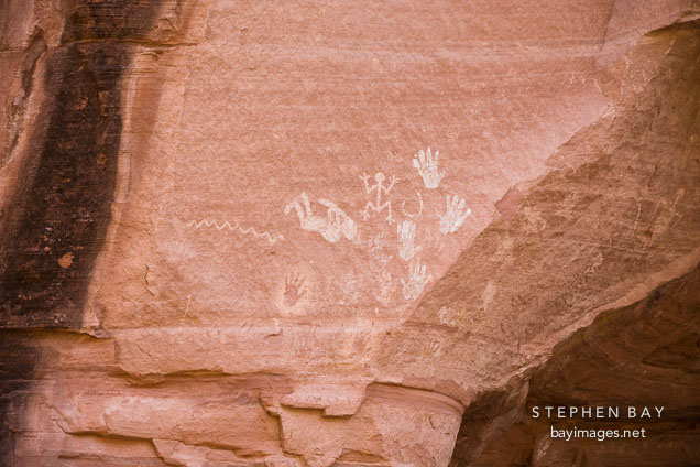 Hand print pictographs. Canyon de Chelly NM, Arizona.