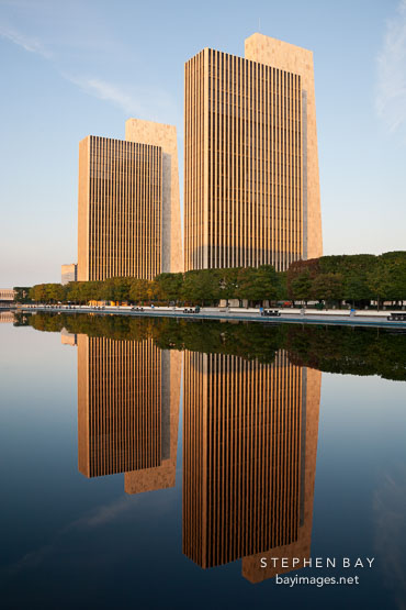 Sunrise at Empire State Plaza. Albany, New York.
