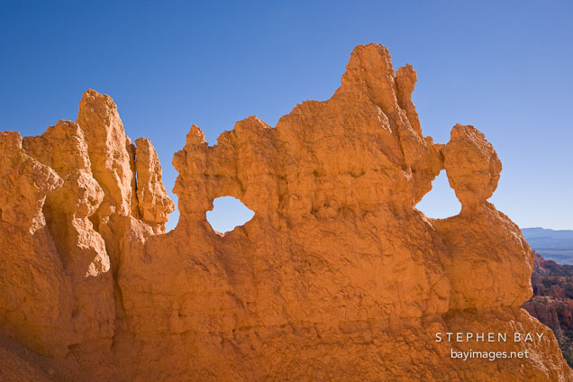 Windows forming in rock fins. Bryce Canyon NP, Utah.