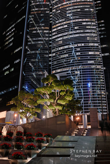 Citibank plaza at night. Hong Kong, China.