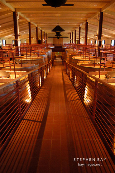 Oak fermentation tanks. Napa Valley, California.