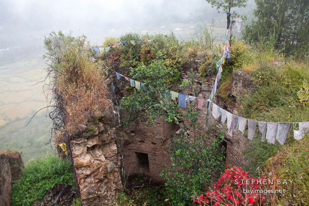 Crumbling fortress wall at Drukgyal Dzong.