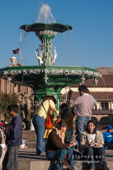 Fountain in Plaza de Armas. Cusco, Peru.