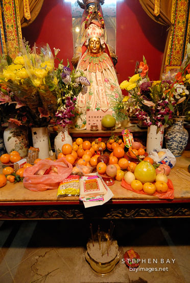 Fruit offering. Man Mo Temple, Hong Kong, China.