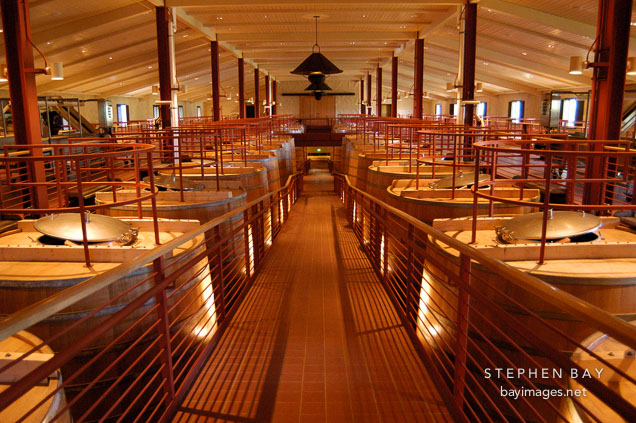 Oak fermentation tanks. Napa Valley, California.
