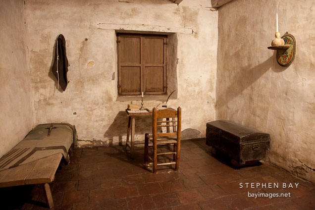Junipero Serra's cell. Carmel Mission, California.