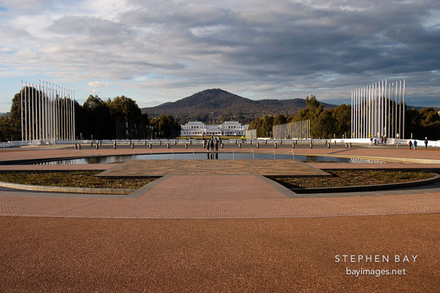 Mt. Ainslie viewed from the entrance of the Parliament House. Canberra, Australia.