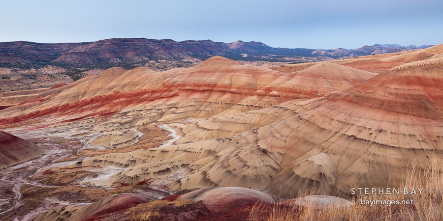 Panorama of the Painted Hills at dusk. John Day Fossil Beds, Oregon.