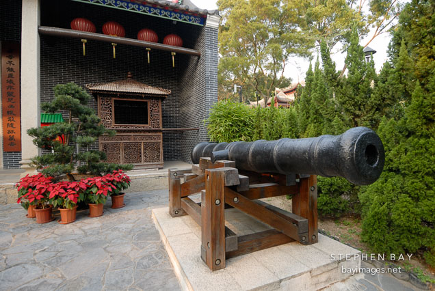 Cannon outside of the almshouse. Kowloon walled city park. Hong Kong.