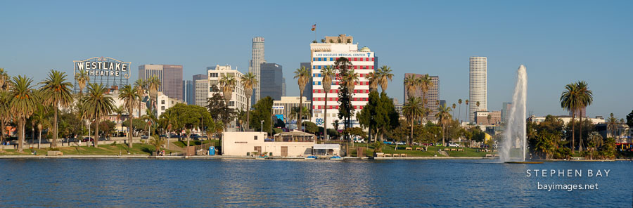 Panorama of MacArthur Park. Los Angeles, California, USA.