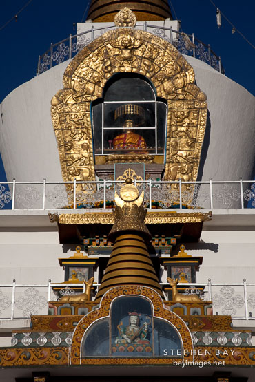 Religious statues contained within the National Memorial Chorten. Thimphu, Bhutan.