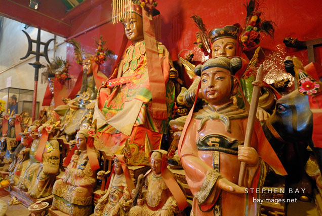 Statues at Man Mo Temple. Hong Kong, China.