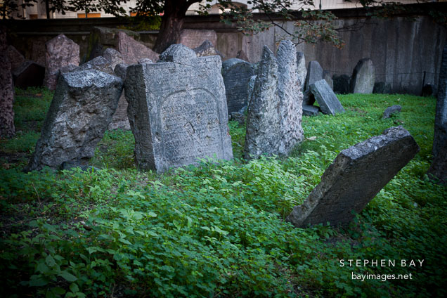 Gravestones in the old Jewish Cemetery. Prague, Czech Republic.