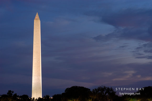 Washington Monument at dusk. Washington, D.C., USA.