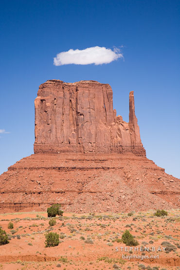 West Mitten with cloud. Monument Valley, Arizona.