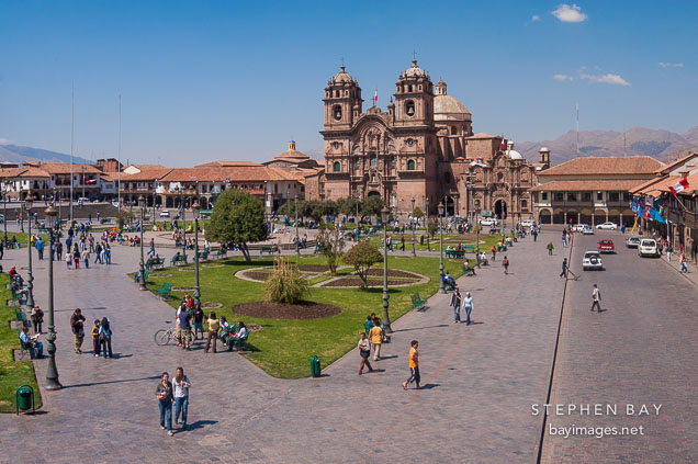 Plaza de Armas and Iglesia de la Compania de Jesus. Cusco, Peru.