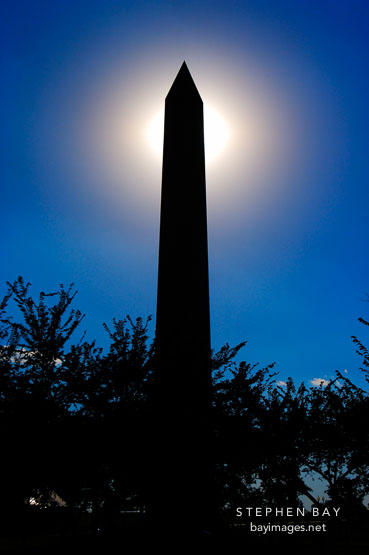 Silhouette of the Washington Monument. Washington, D.C., USA.