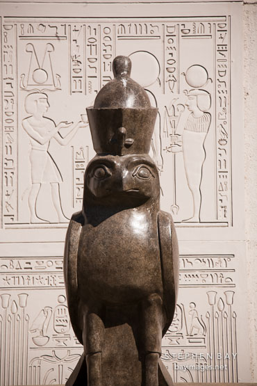 Horus falcon statue at Rosicrucian park. San Jose, California.