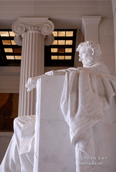 Side view of Abraham Lincoln. Lincoln Memorial, Washington D.C., USA.