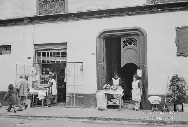 Small shops along the streets in Lima Centro. Lima, Peru.