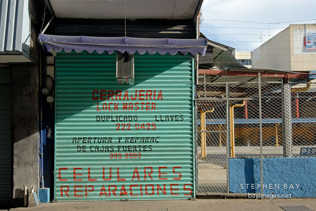 Closed locksmith and cell phone repair shop. San Jose, Costa Rica.