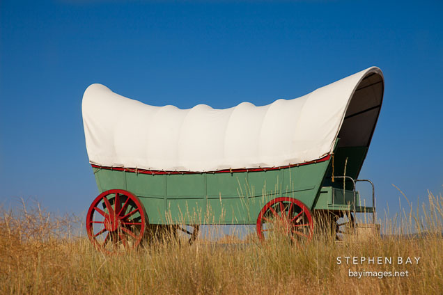 Covered wagon in Eastern Oregon.