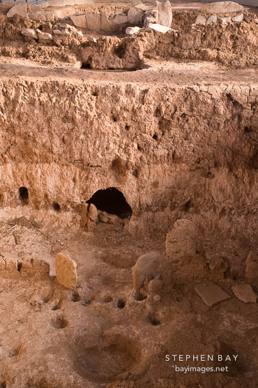 Close-up of fire pit. Mesa Verde pithouse, Colorado.