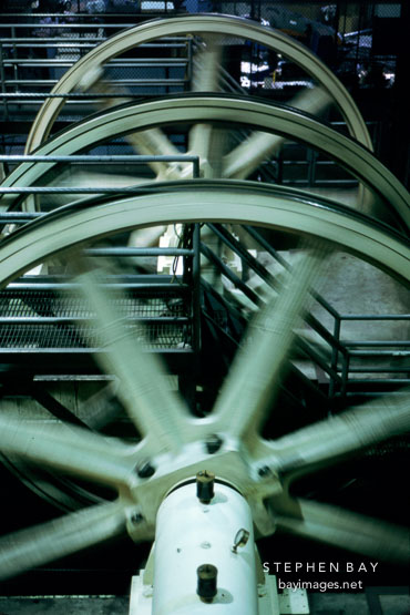 Spinning sheaves. Cable Car Museum, San Francisco. California.