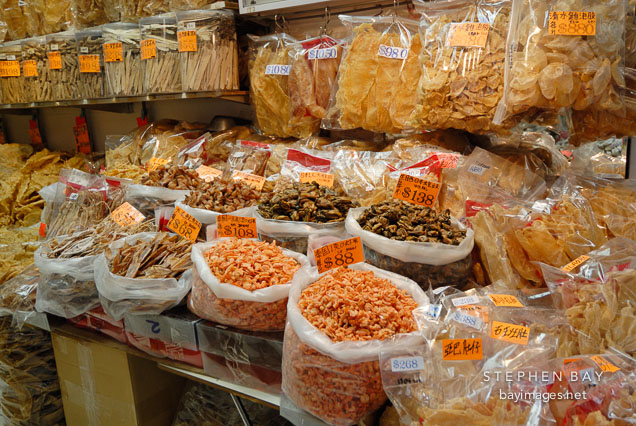 Dried fish and other seafood. Hong Kong, China.