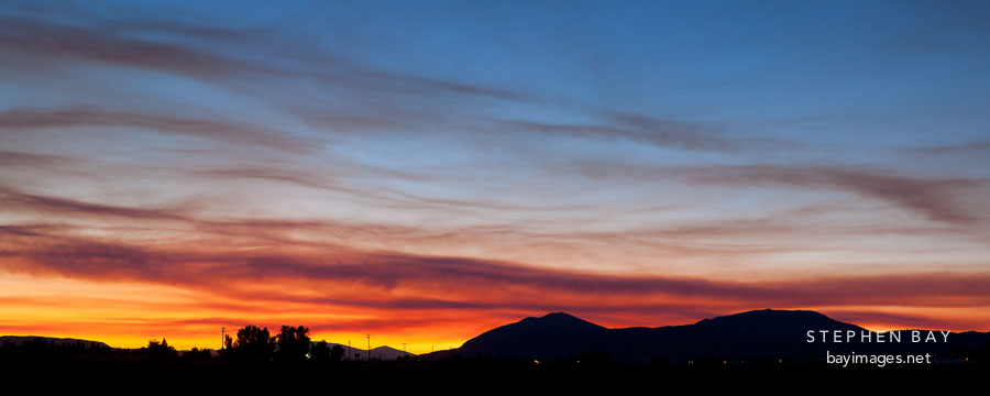 Panorama of sunset over Tulelake, California.