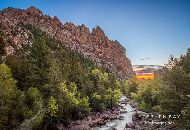 Sandstone cliff walls of Eldorado Canyon.