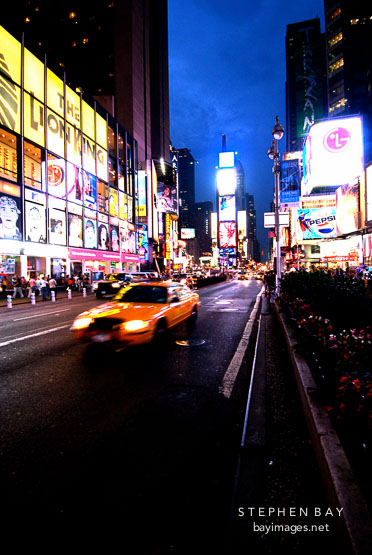 Taxi cab in Times Square. New York City, New York, USA.