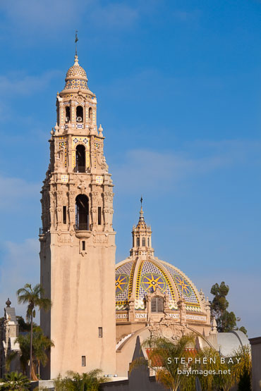 California Tower and dome. Balboa Park, San Diego.