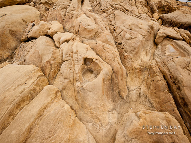 Sandstone rock at Weston Beach. Point Lobos, California.