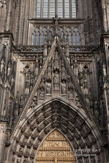 Detail of the west facade of the Cologne cathedral. Cologne, Germany.