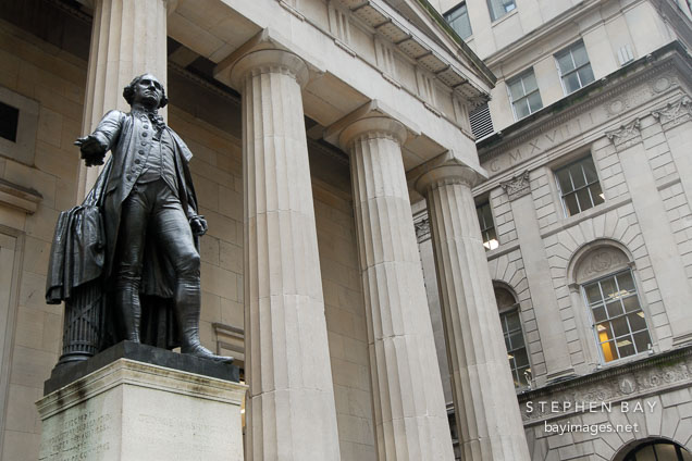 George Washington statue on Wall Street. New York City, New York, USA.
