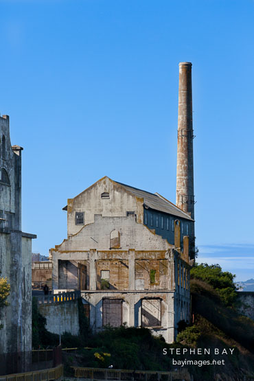 Utility buildings on Alcatraz island.