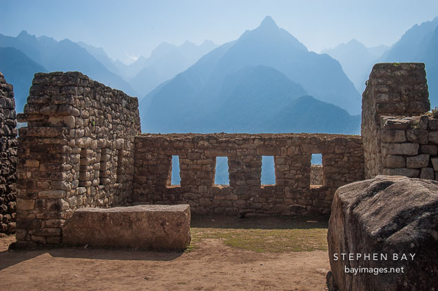 Northeast facing wall with windows. Machu Picchu, Peru.
