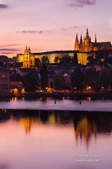 Prague castle at twilight. Prague, Czech Republic.