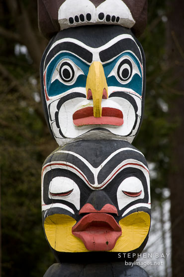 KaKaso'Las totem pole carved by Elien Neel. Stanley Park, Vancouver, Canada.