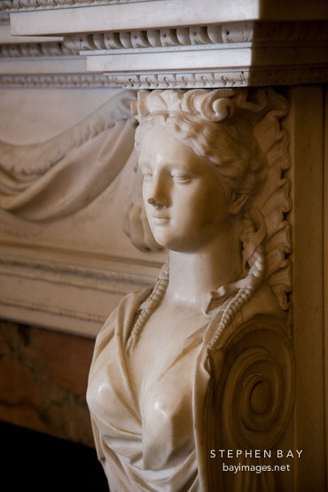 Fireplace detail in Sir Henry's Suite. Casa Loma, Toronto.