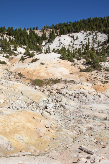 Rocky hillside of the Bumpass Hell area. Lassen NP, California.