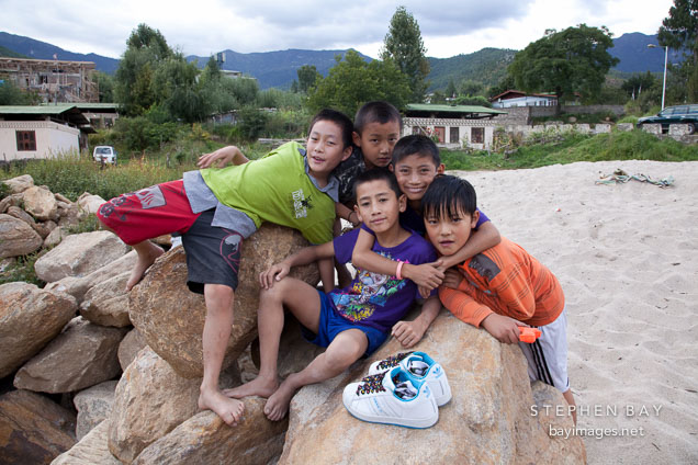 Children posing for picture. Thimphu, Bhutan.