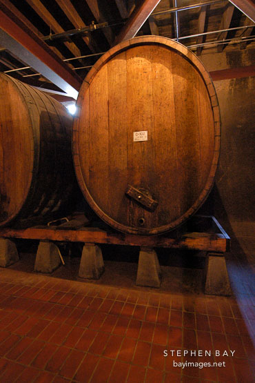 Barrels for storing wine. Napa Valley, California, USA.