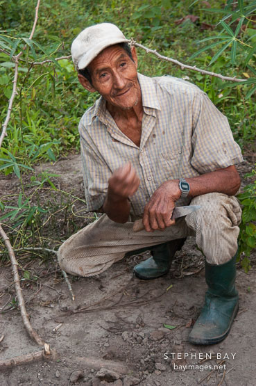 Don Anselmo, a traditional farmer. Amazon, Peru.
