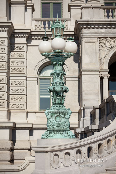 Ornate lamp post at the Thomas Jefferson Building. Washington, D.C.